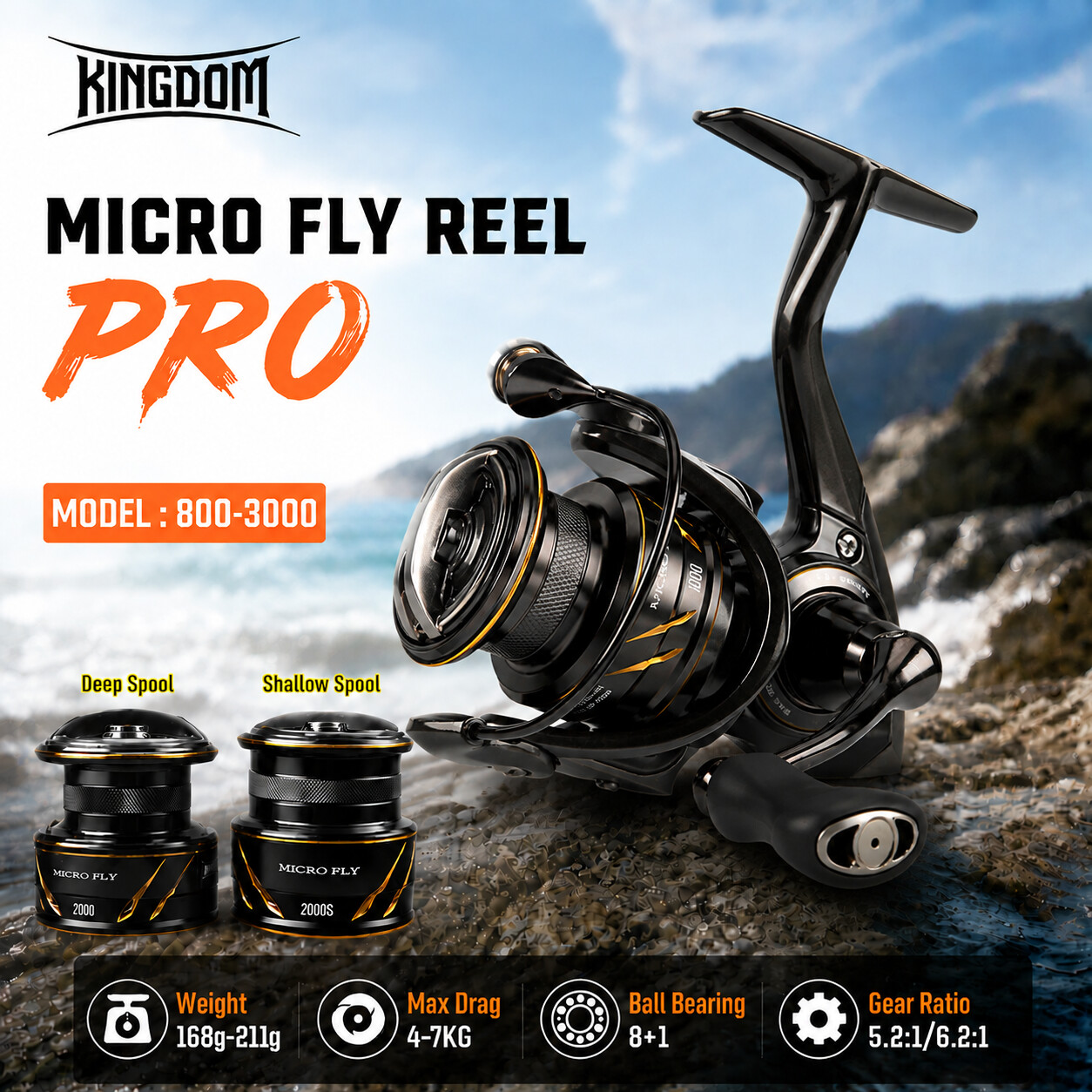 Abu Garcia Reel Max - بكرة صيد دوارة Kingdom Micro Fly