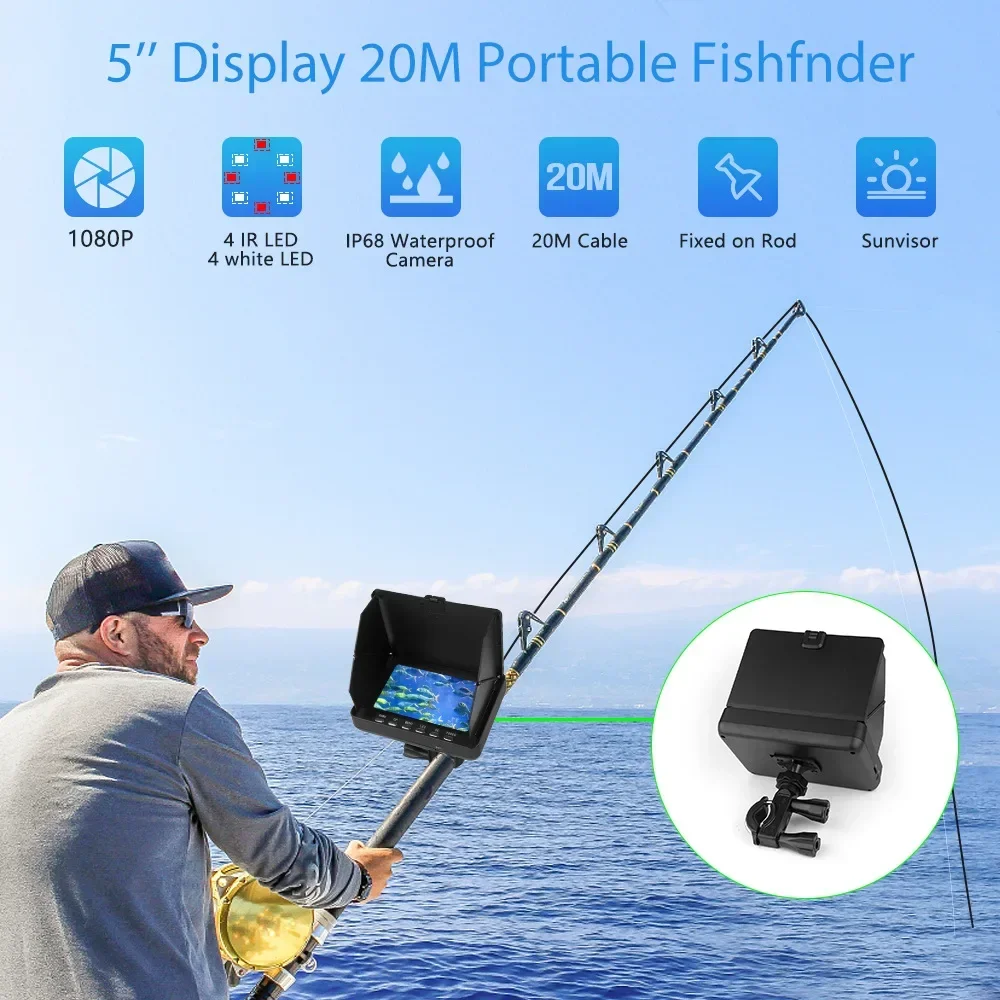 صياد السمك 5.0 بوصة شاشة الكري - مراجعة Fish Finder Cable وسعره