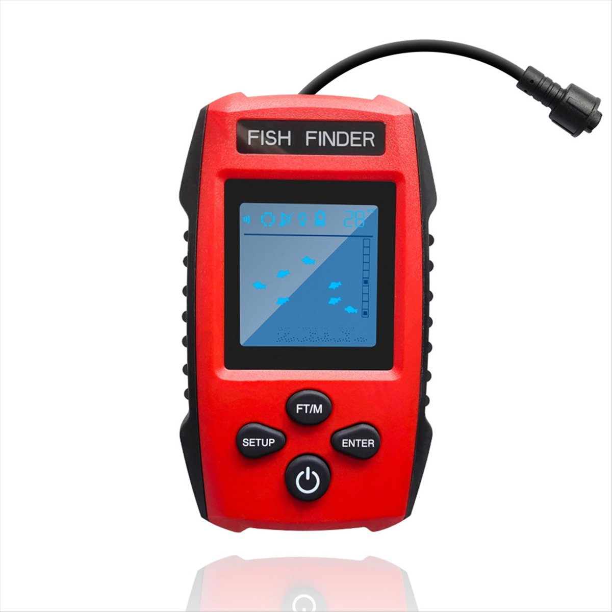 لون LCD صياد السمك السلكية محو - مراجعة Fish Finder Transducer وسعره